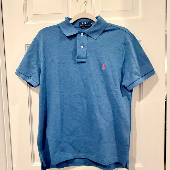 Ralph Lauren Other - Men’s Ralph Lauren Blue Polo with Pink Logo - Size M Slim Fit